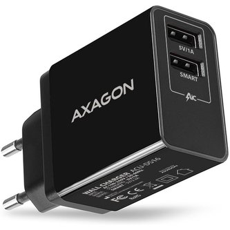AXAGON ACUDS16 SMART nabíječka do sítě 2x USB výstup 5V/2.2A + 5V/1A 16W