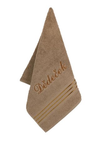 Froté ručník kolekce Linie s výšivkou Dědeček - hnědá - 50x100 cm