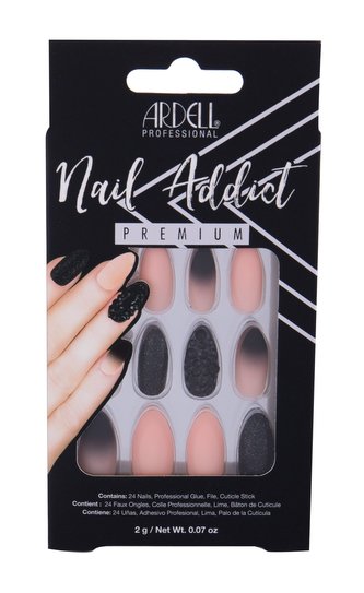 Ardell Nail Addict umělé nehty 24 ks + lepidlo na umělé nehty 2 g + pilník na nehty 1 ks + zatlačovadlo na nehty 1 ks