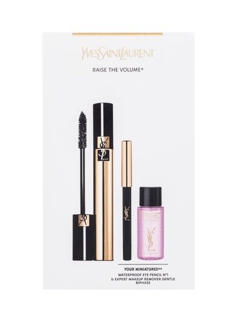 Yves Saint Laurent Volume Effet Faux Cils řasenka Mascara Volume Effet Faux Cils Radical 7,5 ml + tužka na oči Waterproof Eye Pencil 0,8 g No.1 + odličovač očí Expert Makeup Remover Gentle Biphase 8 ml