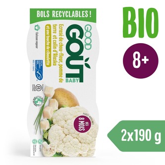 Good Gout BIO Treska pestrá s květákem a brambůrky (2x190 g)