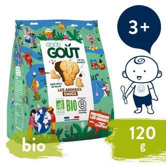 Good Gout BIO Máslová zvířátka polomáčená v hořké čokoládě (120 g)