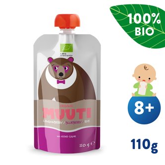 SALVEST Muuti BIO Ovocné pyré s brusinkami, borůvkami a ovesnými vločkami (110 g)