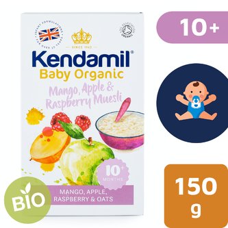 Kendamil BIO/Organická ovesná kaše s ovocem (mango, jablko, malina) – (150 g)