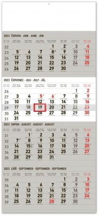 Kalendář 2023 nástěnný: 4měsíční standard, 29,5 × 57 cm