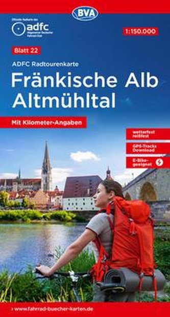ADFC-Radtourenkarte 22 Fränkische Alb Altmühltal 1:150.000, reiß- und wetterfest, GPS-Tracks Download