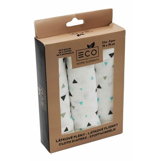 HOME ELEMENTS Látkové pleny 70x70 cm, sada 3 ks, Trojúhelníky černé a modré