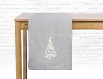 Ubrus - běhoun na stůl MERRY TREE 40x140 cm, světle šedá ESSEX