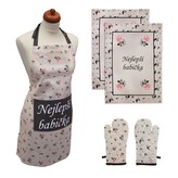 HOME ELEMENTS Set Nejlepší babička, zástěra, chňapka s magnetem, dvě utěrky