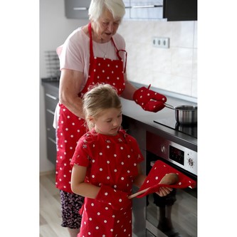 HOME ELEMENTS Kuchyňská chňapka s magnetem 18*32 cm, červená s bílými puntíky