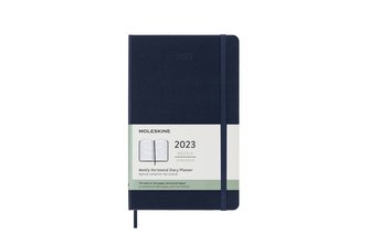 Moleskine Horizontální týdenní diář 2023 tvrdý modrý L