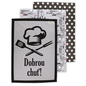 HOME ELEMENTS Sada 3 utěrek 50*70 cm, Dobrou chuť