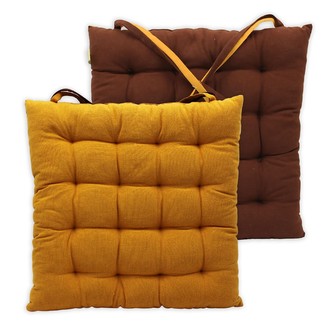 HOME ELEMENTS Podsedák z recyklované bavlny, 40 x 40 cm, žlutá + hnědá