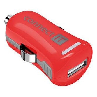 CONNECT IT InCarz COLORZ nabíječka do auta 1xUSB 2,1A, červená (V2)