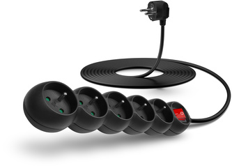CONNECT IT prodlužovací kabel 230 V, 5 zásuvek, 5 m, s vypínačem (černý)