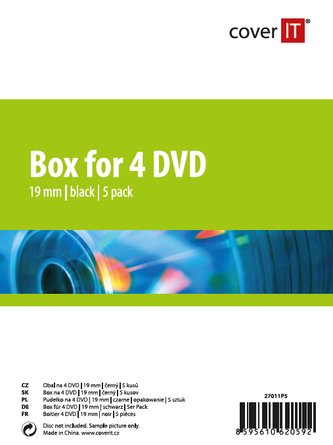 COVER IT 4 DVD 19mm černý 5ks/bal