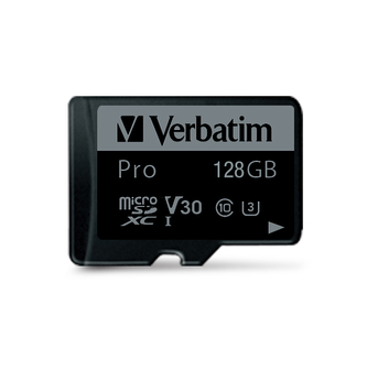 VERBATIM Pro microSDXC 128GB UHS-I V30 U3 + SD adaptér