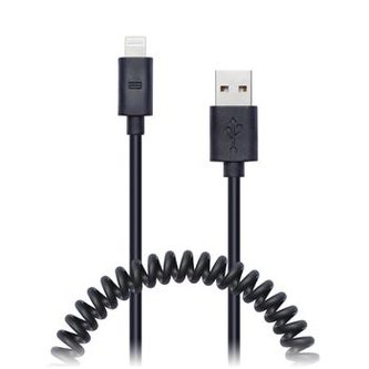 CONNECT IT Wirez Apple Lightning - USB spirálový flexibilní kabel, 1,2 m, černý