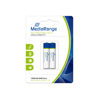 MediaRange High capacity nabíjecí baterie Micro AAA, HR03, 1,2V, 2ks