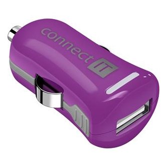 CONNECT IT InCarz COLORZ nabíječka do auta 1xUSB 2,1A, fialová (V2)