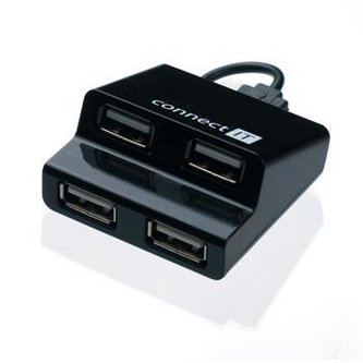 CONNECT IT USB hub 4 porty STEP - černý