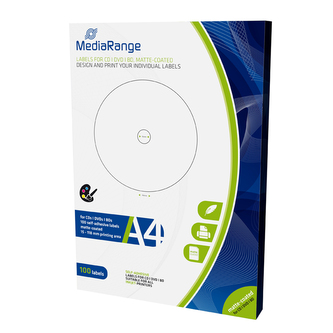 MEDIARANGE CD/DVD/Blu-ray etikety 15mm - 118mm 50 listů(100 etiket)/BAL