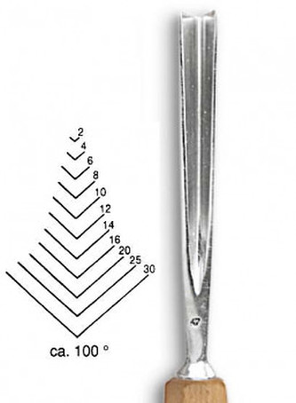 Dláto Stubai tvaru V 100° 5545 – šířka 2mm