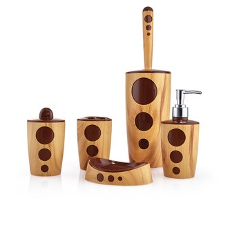 vybaveniprouklid.cz Souprava do koupelny imitace dřevo - 5 kusů