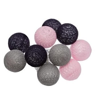 Atmosphera LED řetěz na baterie - koule šedé, fialové, růžové