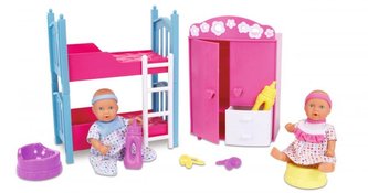 MNB Dětský pokoj + 2 panenky (pije + čůrá) 12 cm