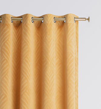 Dekorační vzorovaný velvet závěs s kroužky LEAF mustard/hořčicová 140x250 cm (cena za 1 kus) MyBestHome