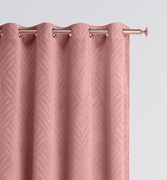 Dekorační vzorovaný velvet závěs s kroužky LEAF růžová 140x250 cm (cena za 1 kus) MyBestHome