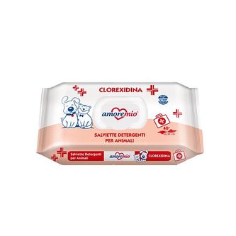 AMOREMIO vlhčené hygienické ubrousky s chlorexidinem, 40 ks