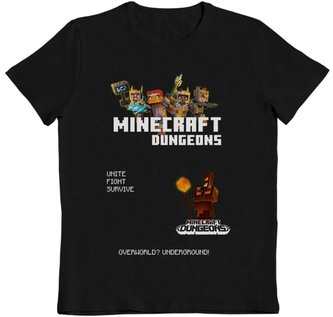 Dětské tričko Minecraft: Dungeons (11-12 let) černá bavlna