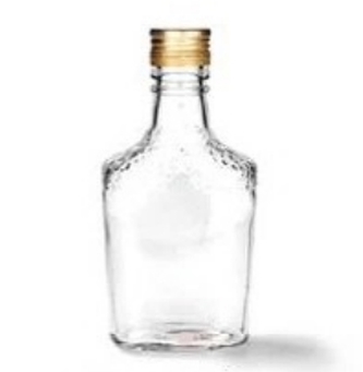 Láhev sklo  250ml PLACKA čirá s plechovým víčkem