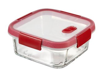 Dóza na potraviny "Smart Cook", červená, 0,7 l, hranatá, skleněná, CURVER
