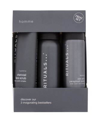 Rituals Homme sprchová pěna Homme 50 ml + antiperspirant Homme 50 ml + pleťový peeling Homme 70 ml