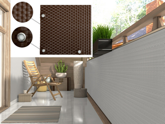 Balkonová ratanová zástěna s očky MALMO, hnědá, výška 100 cm šířka 500 cm MyBestHome