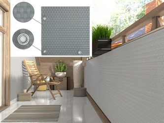 Balkonová ratanová zástěna s očky MALMO, světle šedá, výška 100 cm šířka 300 cm MyBestHome