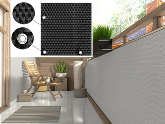 Balkonová ratanová zástěna s očky MALMO, černá, výška 100 cm šířka 500 cm MyBestHome