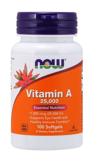 Vitamín A 25000 IU - NOW Foods - 250 kaps.