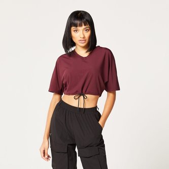 Dámské tričko Code Crop V Neck Red - SQUATWOLF - Velikost: L
