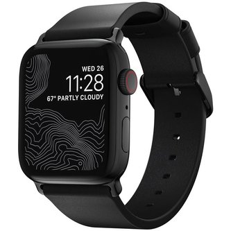 Nomad Modern Slim kožený řemínek Apple Watch 41/40/38 mm černý