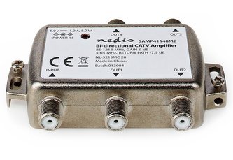 NEDIS zesilovač CATV/ maximální zesílení 9 dB/ 85-1218 MHz/ 4 výstupy/ zpětný kanál - 7,5 dB/ 5-65 MHz/ konektor F/ šedý NEDIS zesilovač CATV/ maximální zesílení 9 dB/ 85-1218 MHz/ 4 výstupy/ zpětný kanál - 7,5 dB/ 5-65 MHz/ konektor F/ šedý