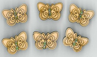 Naklejki drewniane 2cm - Motylki (6szt)