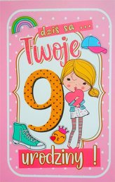 Karnet Urodziny 9 dziewczynka 2K - 082