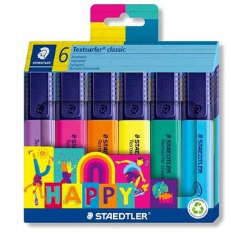 Zvýrazňovače "Textsurfer classic 364 C Happy", 6 barev, sada, 1-5 mm, STAEDTLER 364 C6 HA