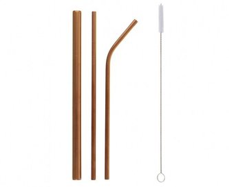 Rurki metalowe róż.-złote, zgięta, prosta+szczotka