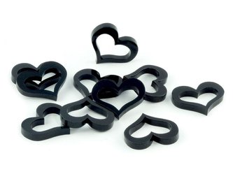 Żetony akryl czarny połysk serce 10szt.