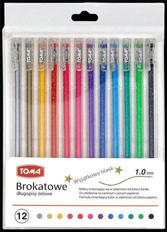 Długopisy żelowe brokatowe Metalic TOMA